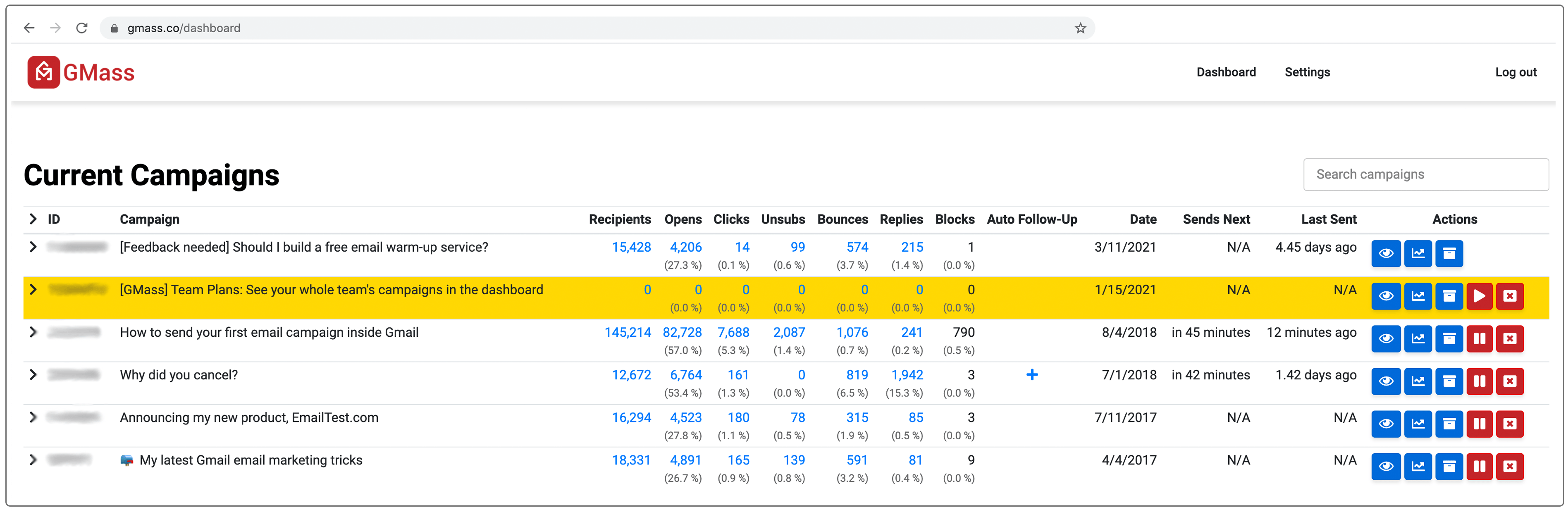 Gmass Email Reports