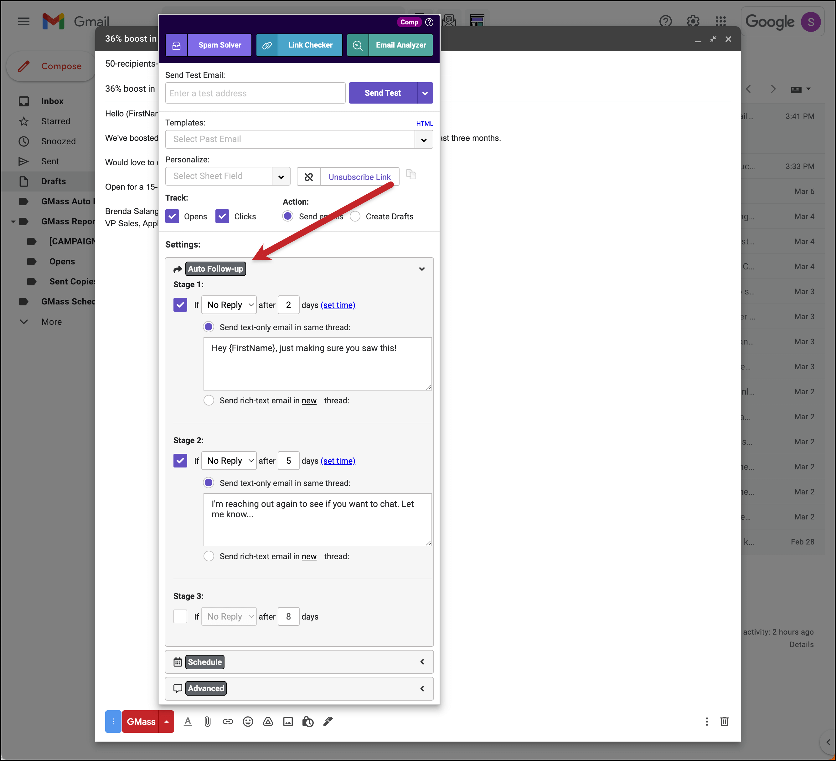 Gmass Follow-Ups